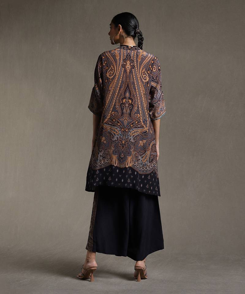 Indigo Printed Kurta With Palazzo by RITU KUMAR