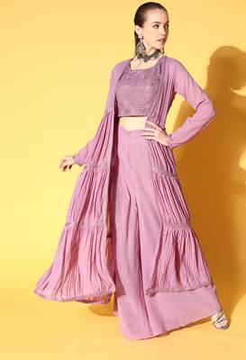 Lavender embroidered georgette salwar 1