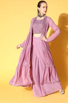 Lavender embroidered georgette salwar