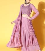 Lavender embroidered georgette salwar