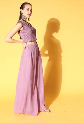 Lavender embroidered georgette salwar 3