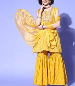 Mustard embroidered silk salwar