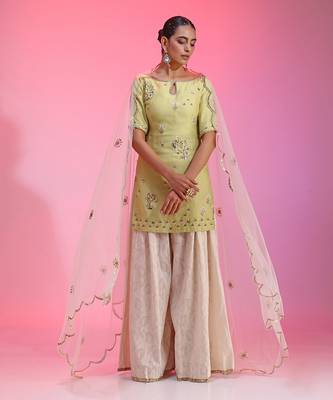 Zardozi Muqaish Green Sharara Set 1