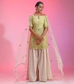 Zardozi Muqaish Green Sharara Set
