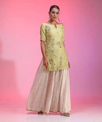 Zardozi Muqaish Green Sharara Set 5