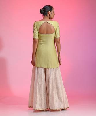 Zardozi Muqaish Green Sharara Set 7
