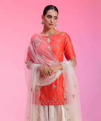 Zardozi Muquaish Coral Sharara Set 3