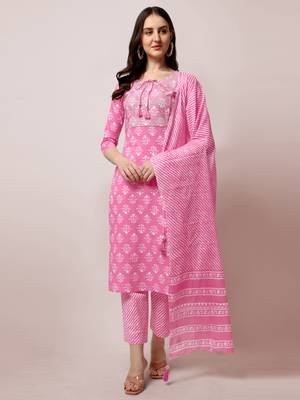 Pink printed cotton salwar 1