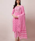 Pink printed cotton salwar