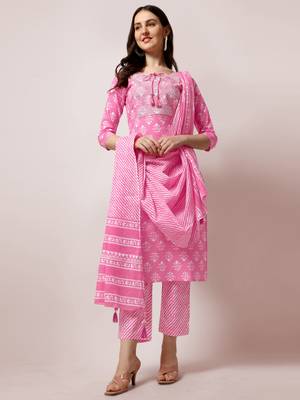 Pink printed cotton salwar 2