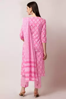 Pink printed cotton salwar