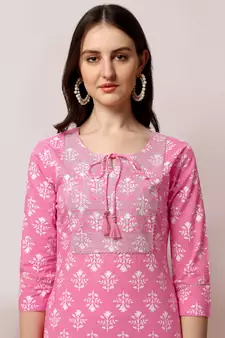 Pink printed cotton salwar