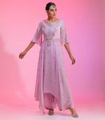 Lilac Zardozi Resham Kalidar Kurta Set