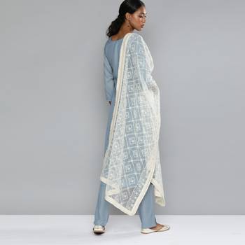 Grey embroidered silk blend salwar 3