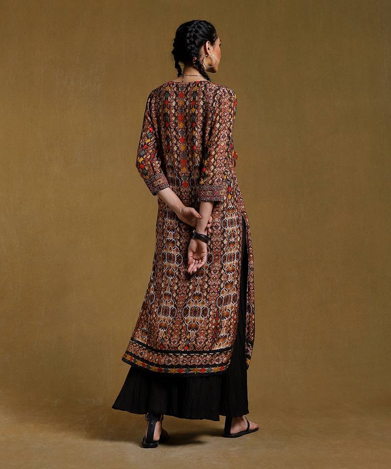 Black Printed Kurta Set by RITU KUMAR