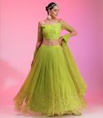 Lime Sequinwork Net Lehenga