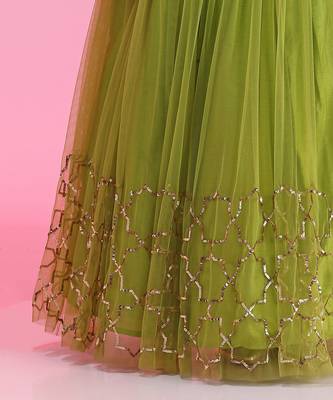 Lime Sequinwork Net Lehenga 6