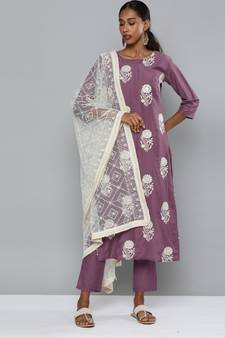 Magenta embroidered silk blend salwar