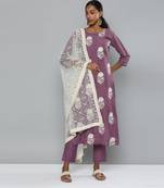 Magenta embroidered silk blend salwar