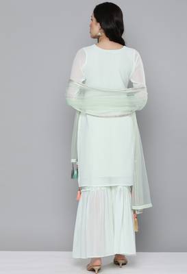 Light-green embroidered georgette salwar 3