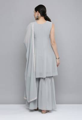Grey sequins georgette salwar 3