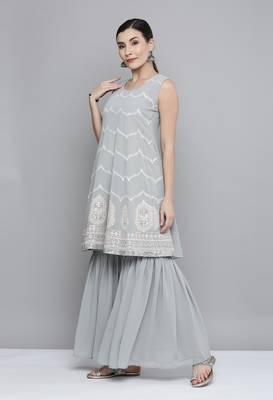 Grey sequins georgette salwar 4