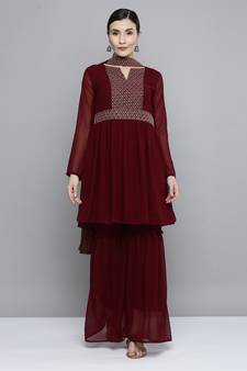 Maroon sequins georgette salwar