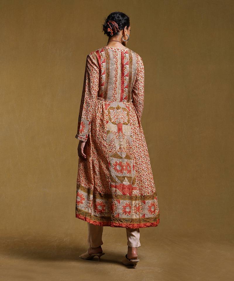 Beige Printed Kurta Set by RITU KUMAR