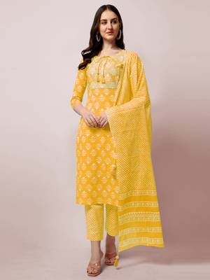 Mustard PRINTED COTTON SALWAR STITCHED 1