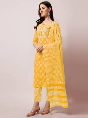 Mustard PRINTED COTTON SALWAR STITCHED 2