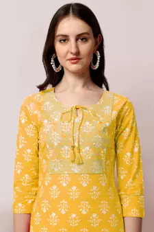 Mustard PRINTED COTTON SALWAR STITCHED