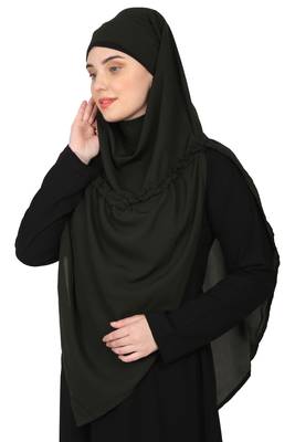 Nazneen Frill around shoulder, Triangle instant ready to wear tie at back Trendy Hijab 2