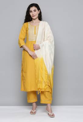 Yellow sequins silk salwar 1