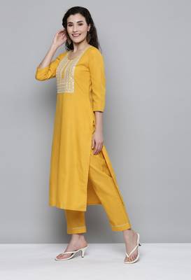 Yellow sequins silk salwar 4