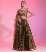 Olive Zari Sequin Resham Lehenga Set 