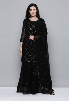 Black embroidered georgette salwar 1