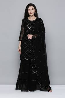 Black embroidered georgette salwar