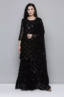 Black embroidered georgette salwar