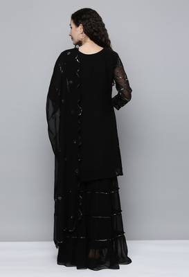 Black embroidered georgette salwar 3