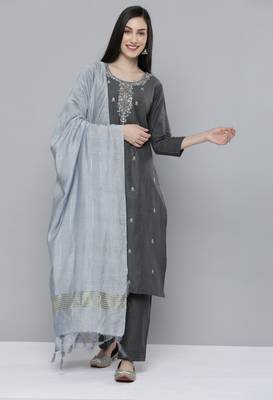 Grey embroidered cotton salwar 1