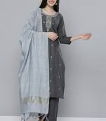 Grey embroidered cotton salwar