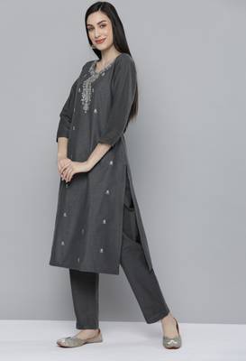 Grey embroidered cotton salwar 4