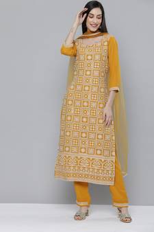 Mustard embroidered georgette salwar