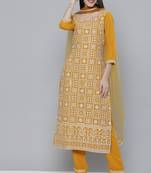 Mustard embroidered georgette salwar