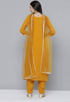 Mustard embroidered georgette salwar 3