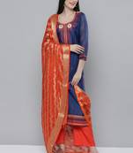 Blue embroidered chanderi silk salwar