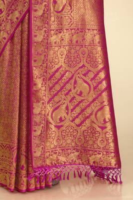 Pink woven silk saree with blouse 5