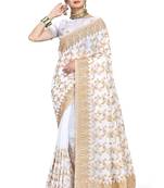 White embroidered georgette saree with blouse