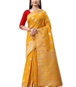Orange woven silk saree with blouse