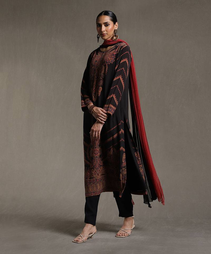 Black Printed Kurta Set
